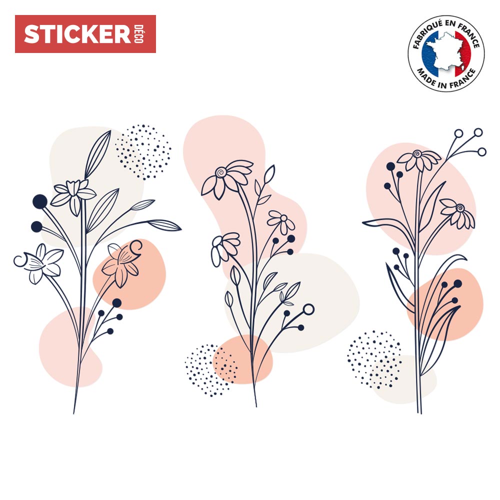 🥇 Stickers muraux fleur minimaliste French 545 🥇