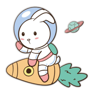Sticker Lapin Cosmonaute