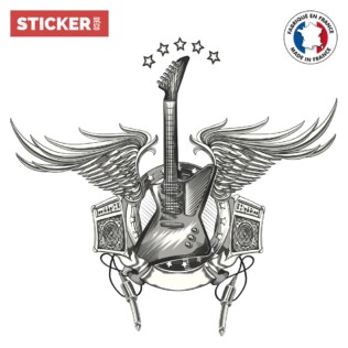 stickers muraux guitare avec nom ou groupe rock - TenStickers