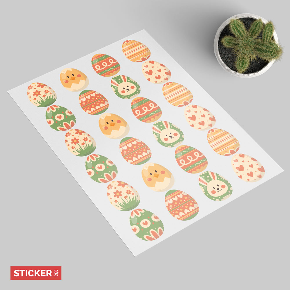 Superdant stickers muraux joyeuses pâques oeufs colorés stickers