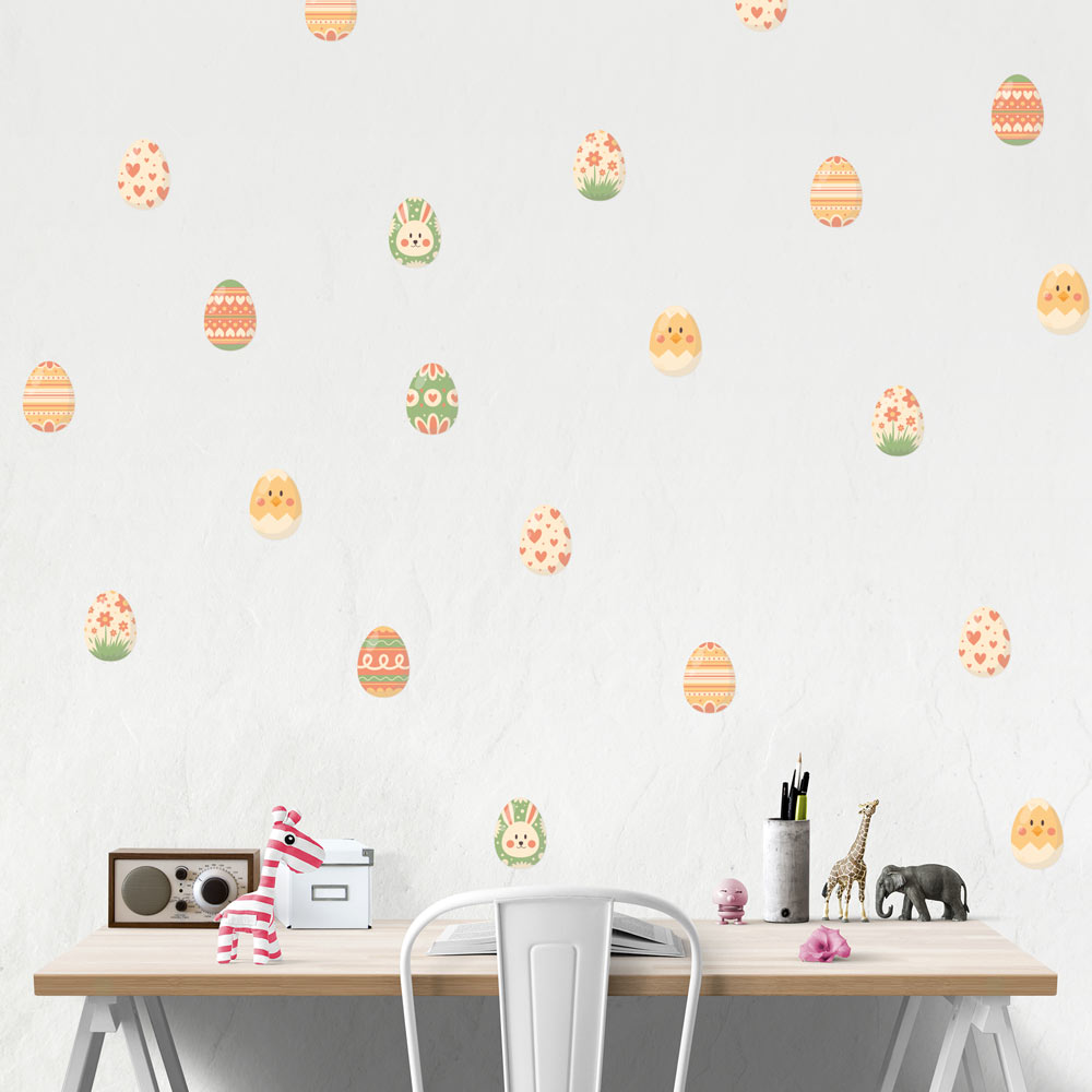 Sticker Mural Oeufs de peinture de poulet de pâques - TenStickers