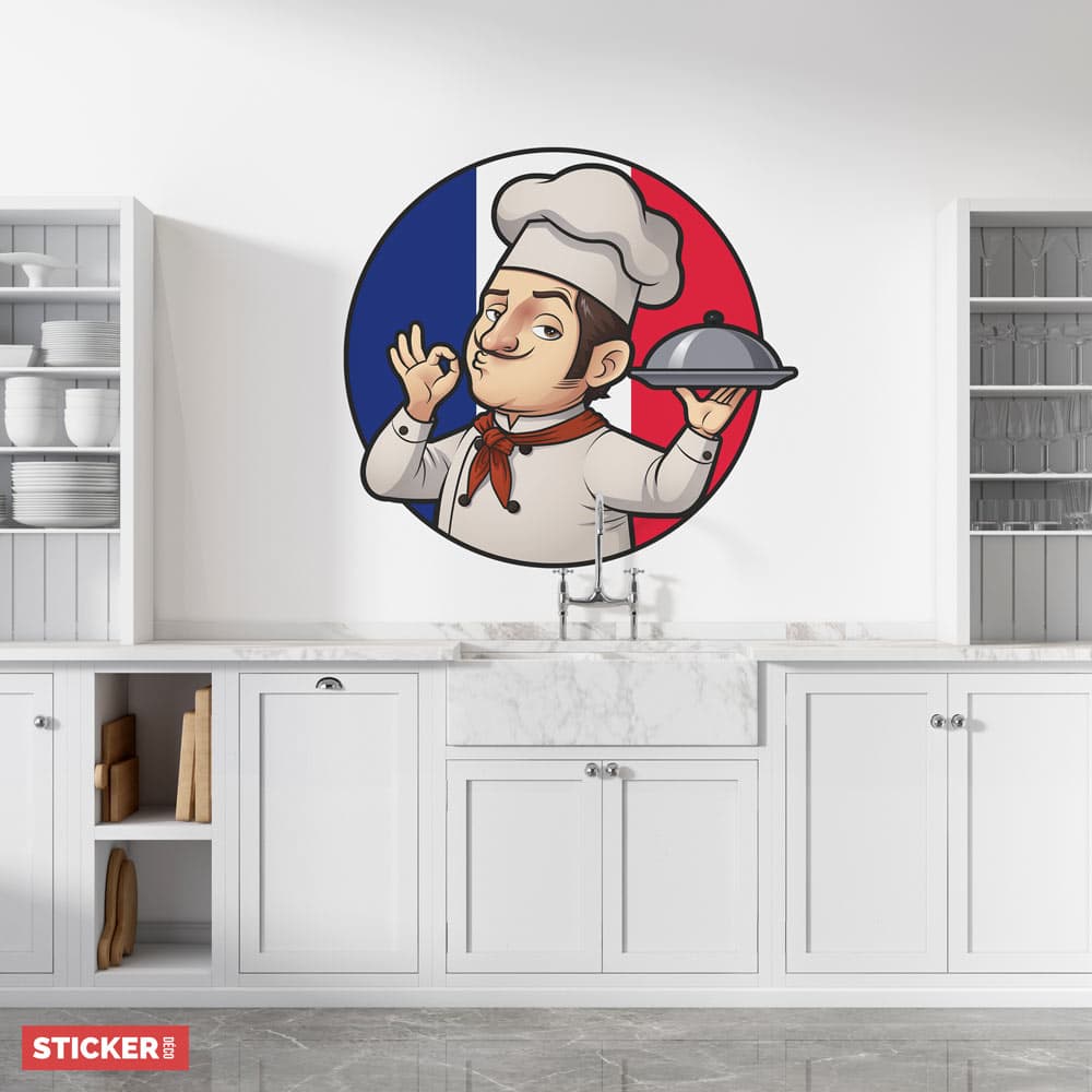 Stickers Cuisine Dessin Chef - Autocollant muraux et deco