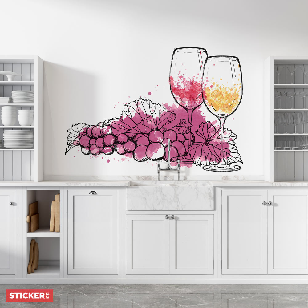 Macontinent-Autocollant mural en vinyle pour verre à vin, stickers