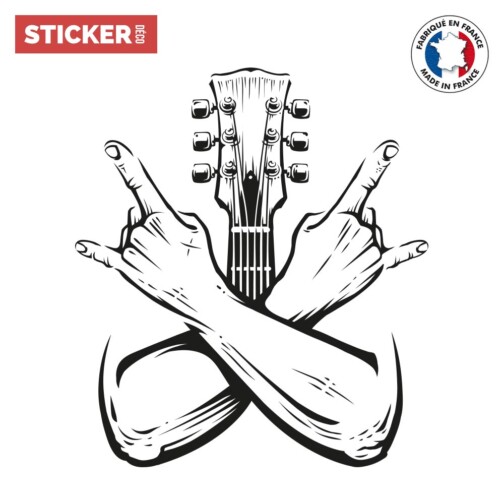 Sticker Guitare Signe Des Cornes