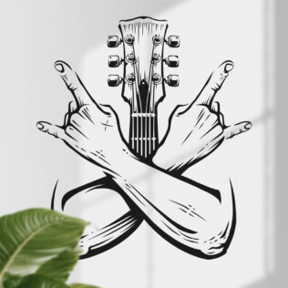 Sticker Guitare Signe Des Cornes