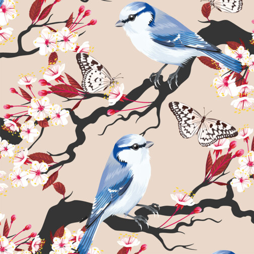 Crédence Adhésive Oiseaux Cerisier