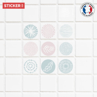 Stickers Carrelage Ronds Pastel