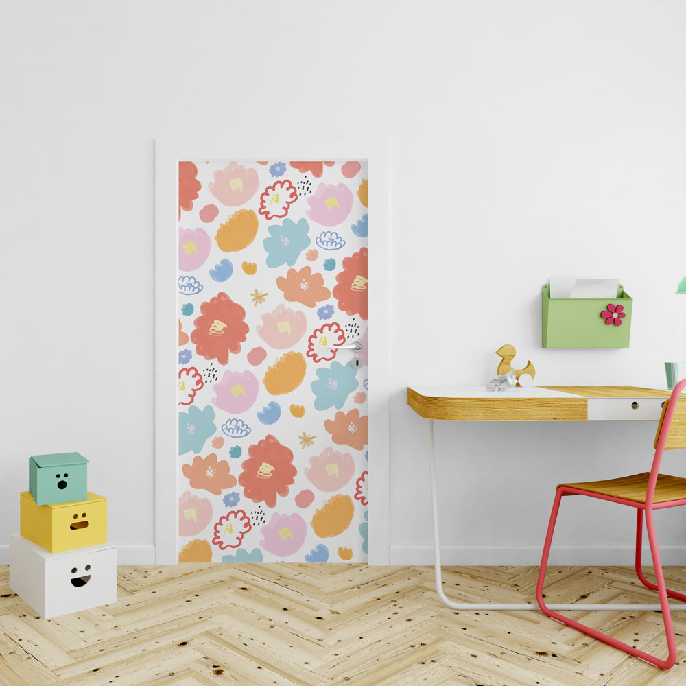 Stickers Porte Enfant Points Colorés - Autocollant Décoratif Boho Moderne, Amovible Et Imperméable, 77x200 Cm