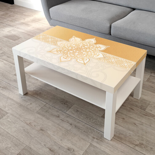 Sticker Ikea Lack Mandala Doré 90x55cm