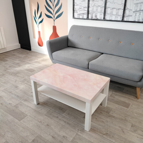 Sticker Ikea Lack Marbre Rose 90x55cm