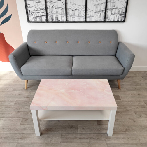 Sticker Ikea Lack Marbre Rose 90x55cm