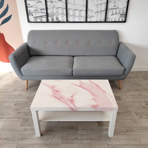 Sticker Ikea Lack Marbre Rose du Portugal 90x55cm