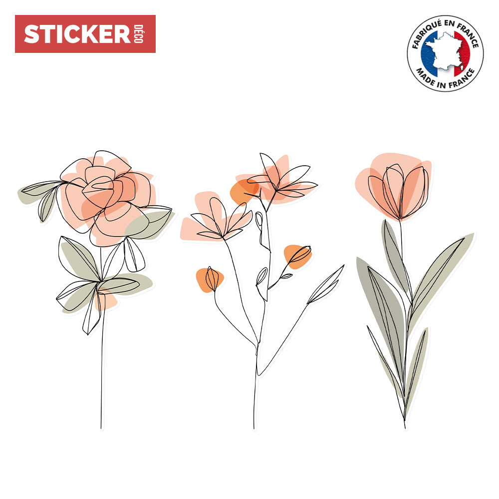 Sticker fleurs de jardin fines et élégantes - stickers fleurs & stickers  muraux 