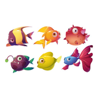 Sticker Poissons Cartoon