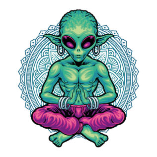 Sticker Alien Meditation