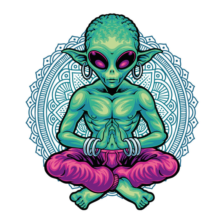 Sticker Alien Meditation - Stickers Zen | Stickerdeco.fr