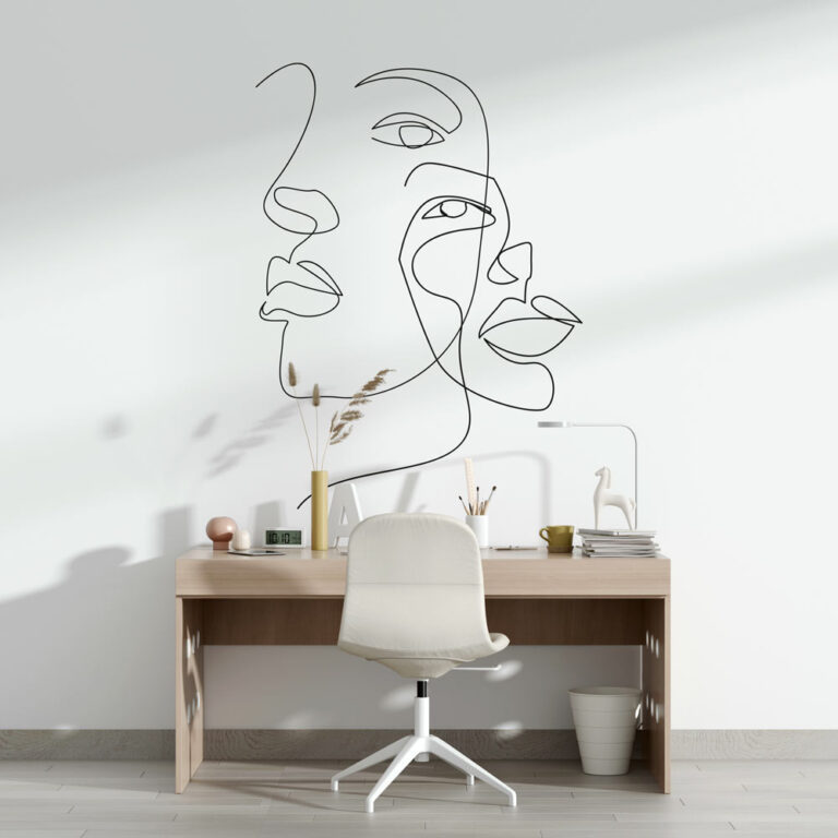 Sticker Faces Line Art | Sticker Minimaliste Déco | StickerDeco.fr