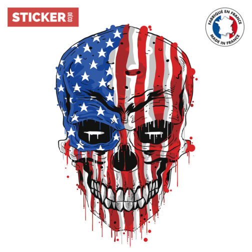 Sticker Poker Tete De Mort USA
