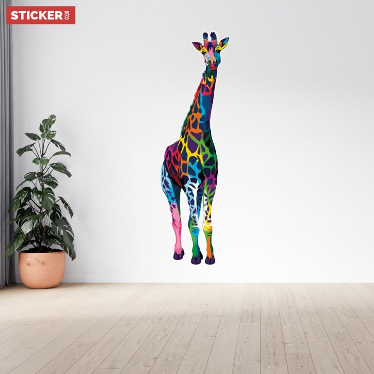 Sticker Girafe Colorée Sticker Mural Stickerdeco.fr