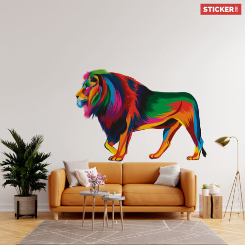 stickers lion coloré