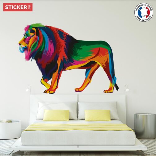 stickers lion coloré