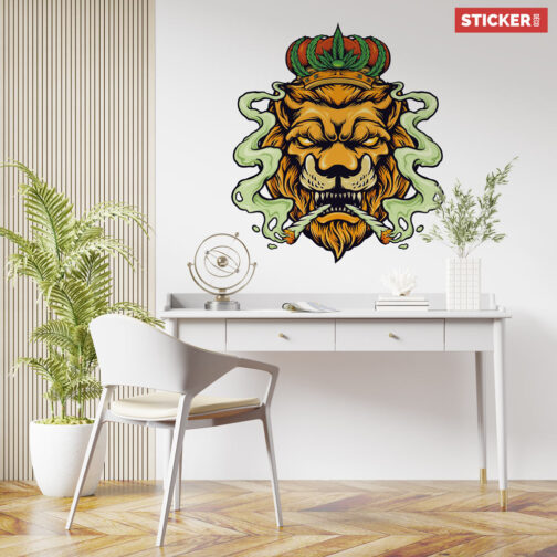 Sticker Lion Roi Cannabis