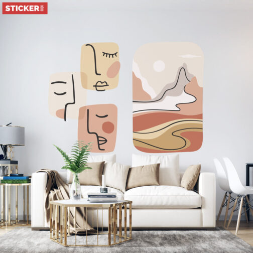 Stickers Minimalistes Visages et Paysage