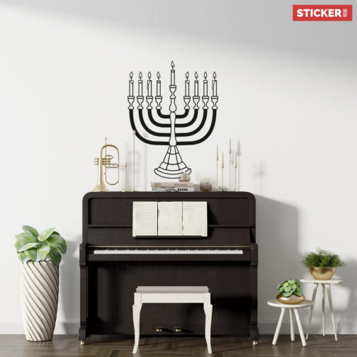 Sticker Chandelier Menorah Noir