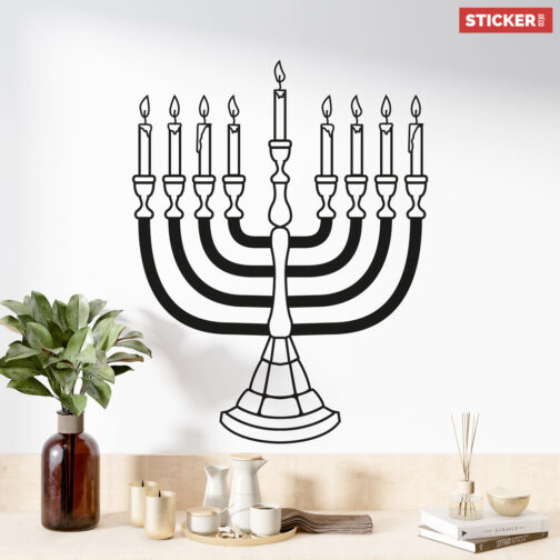 Sticker Chandelier Menorah Noir