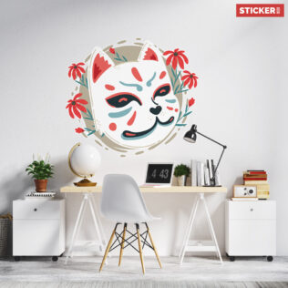 Sticker Masque Renard Japonais