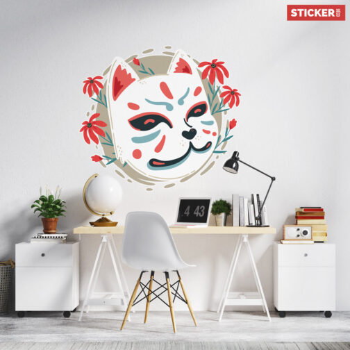Sticker Masque Renard Japonais