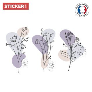 Stickers Fleurs Minimalistes Violet Pastel, Sticker