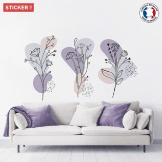 Stickers Fleurs Minimalistes Violet Pastel