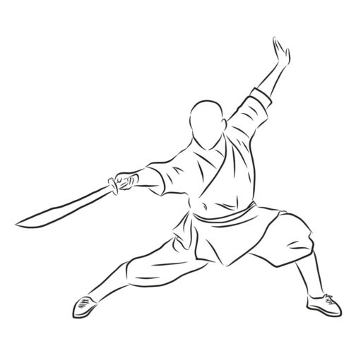 Sticker Kung Fu Line Art