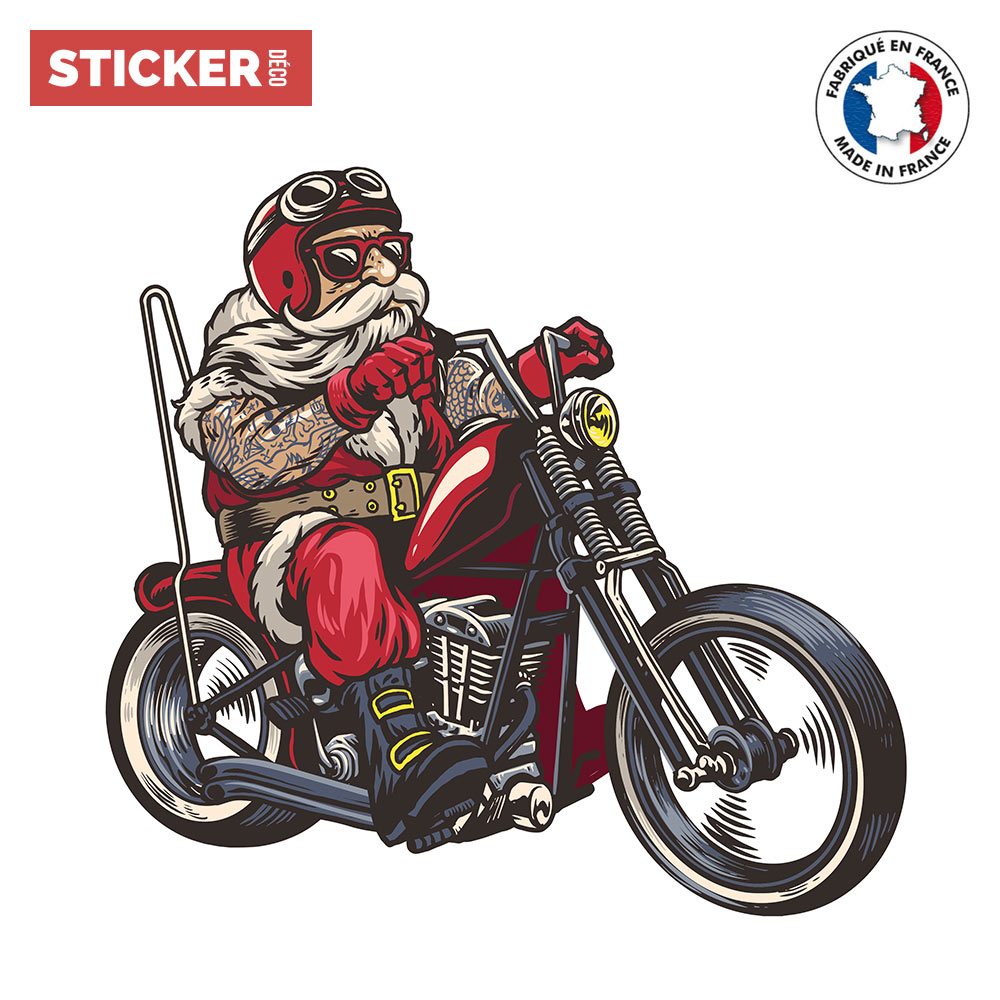 Sticker Pere Noel Biker, Stickers Moto