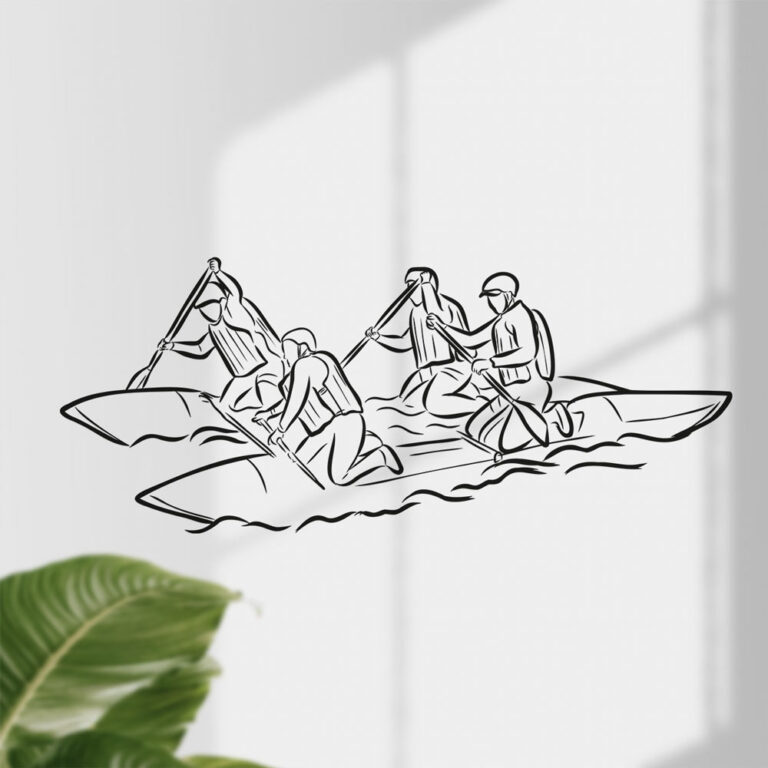 River Raft Sticker Sticker Rafting Line Art | Stickers Sports | Stickerdeco.fr