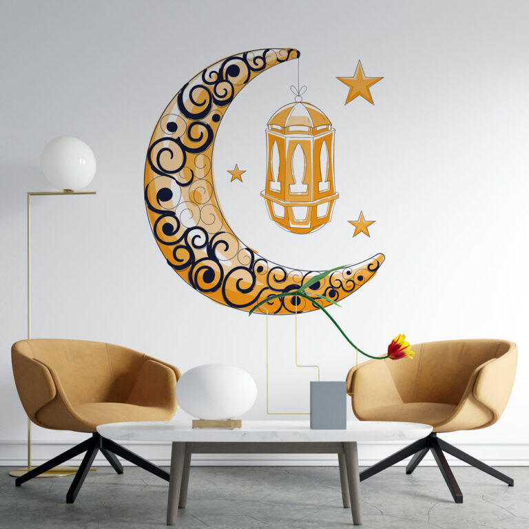 Lune Sticker Sticker Croissant de Lune et Lanterne | Stickers | Stickerdeco.fr