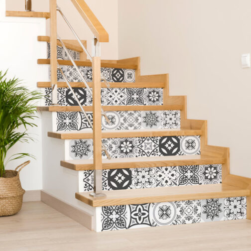 Stickers Contremarches Carrelage Gris