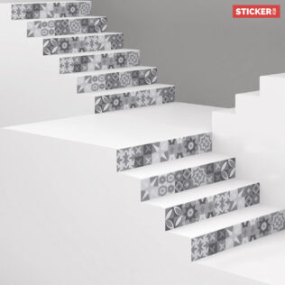 Stickers Escaliers Carreaux de Ciment Gris