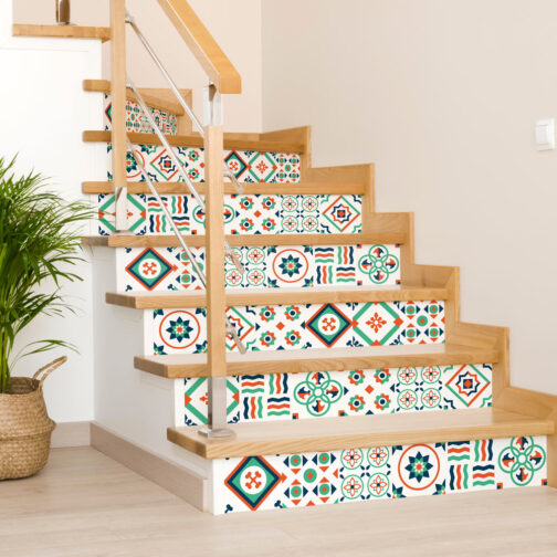 Stickers Escaliers Carreaux de Ciment Colores