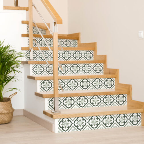 Stickers Escaliers Carrelage Olive