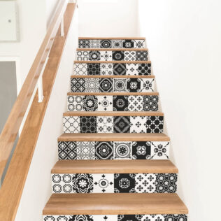 Stickers Escaliers Classique Noir sur Blanc