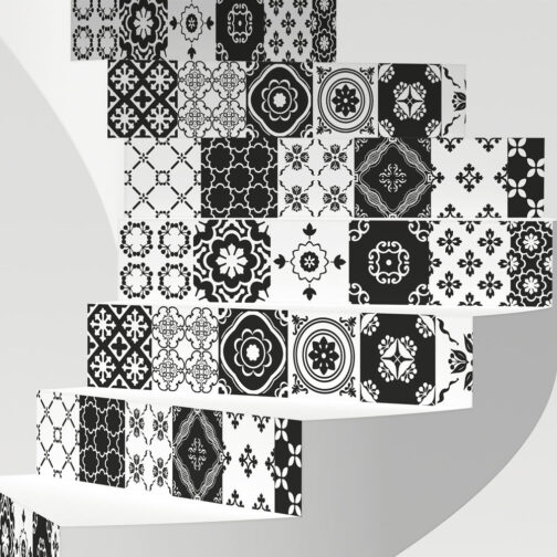 Stickers Escaliers Classique Noir sur Blanc