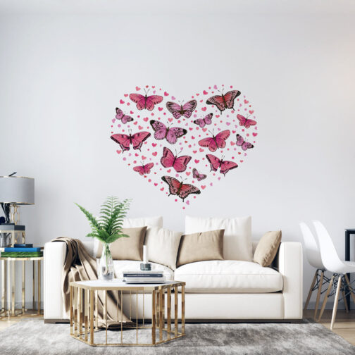 Sticker Coeur En Papillons