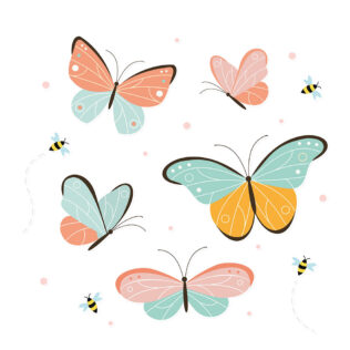 Sticker Abeilles et Papillons Bicolore