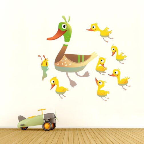 Sticker Canard Et Canetons Heureux