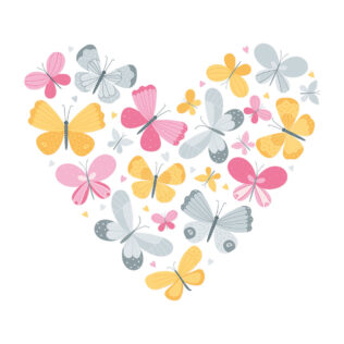 Sticker Coeur De Papillons Colorés