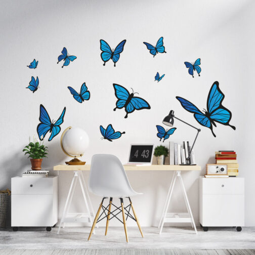 Sticker Essaim Papillons Azur
