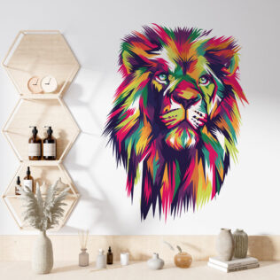 Sticker Lion Esquisse Multicolore