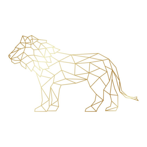 Sticker Lion Géométrique Or